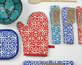 Moroccan Tile Print Oven Mitt Pot Holder