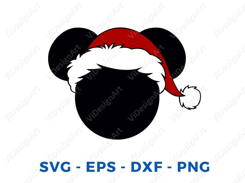 Download Mickey Holiday Christmas Santa Hat SVG DXF Png Vector Cut File
