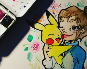 Dessin A4 Aquarelle Pikachu