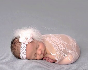 Newborn Headband and Wrap, Newborn Photo Prop, Newborn Wrap Set, Lace Wrap, Photo Outfit, Newborn Girl, Photography Props, Newborn Lace