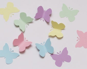 50 PASTEL BUTTERFLY die cuts, size 2"x 1.75" / paper butterflies
