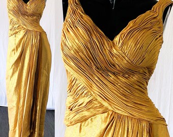 Gold Lame Dress Michael Casey Couture Gold Lame Evening Gown