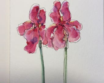 Iris Watercolor Card / Hand Painted Watercolor Card