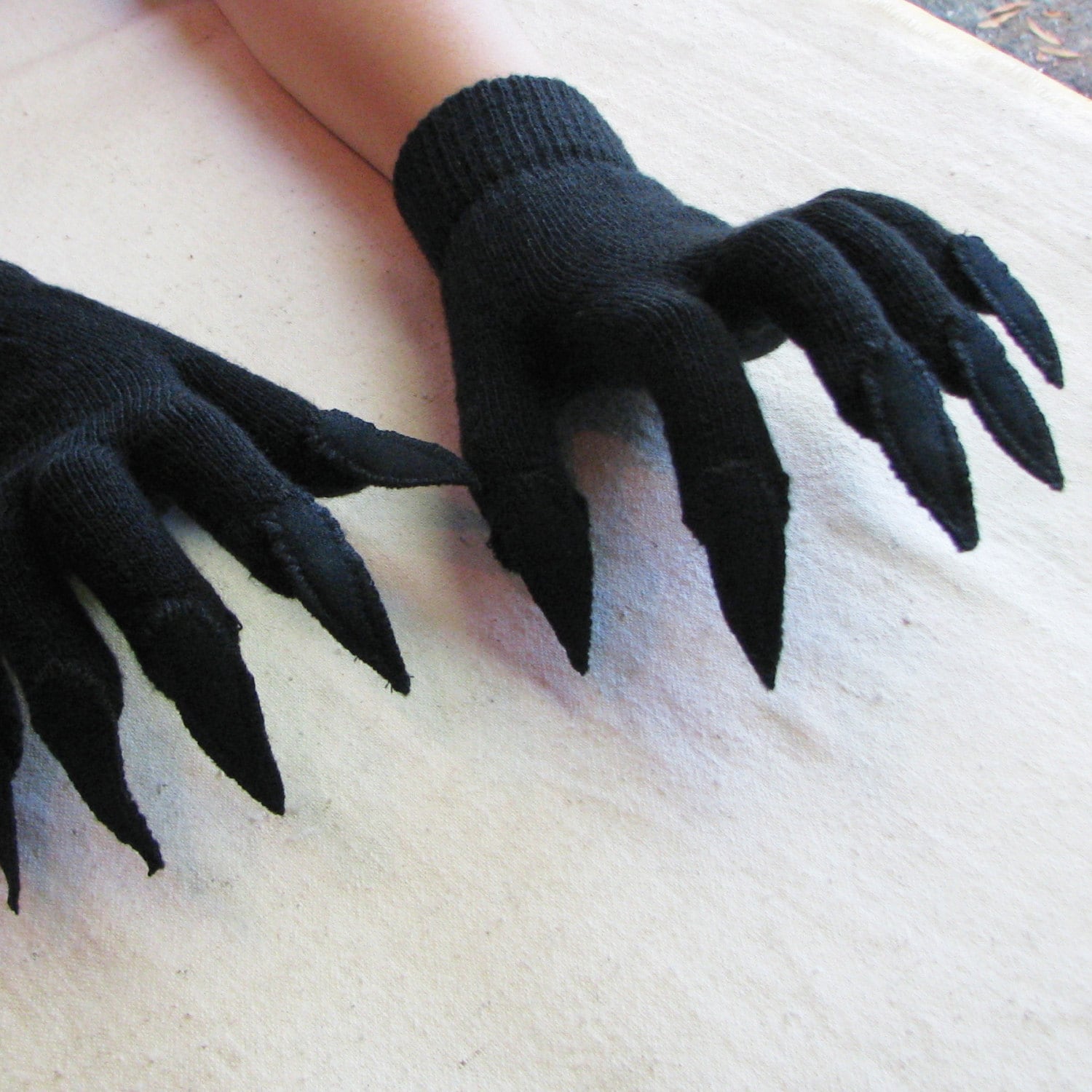 Gloves with claws black on black for Halloween costume or