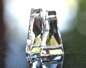 Swarovski Elements 17x9mm Faceted Keystone Double Hole Crystal : 2 pc