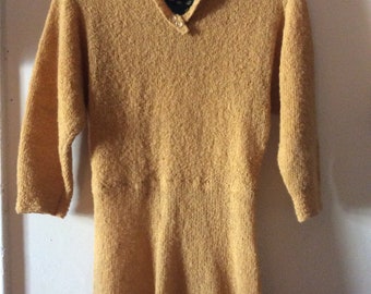 1940s goldenrod knit boucle' dress.