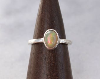 Natural Opal Ring in Argentium Silver