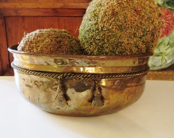 Vintage Brass Cachepot, Brass Tassel and Rope Planter, Hollywood Regency, Brass Planter, The Gilded Tassel