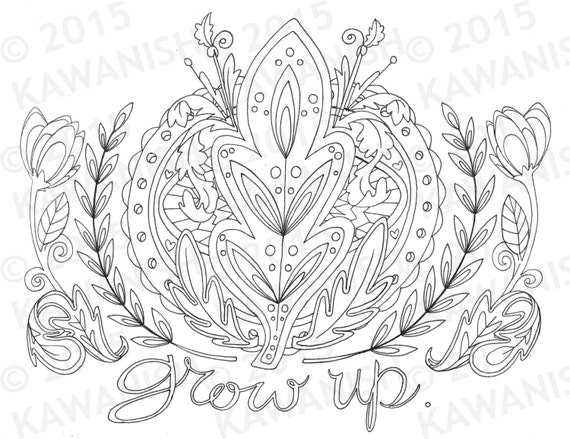 grow up coloring page gift wall art line drawing humor funny