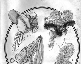 Sewing Pattern Historic Hats Butterick 3805 Factory Folds