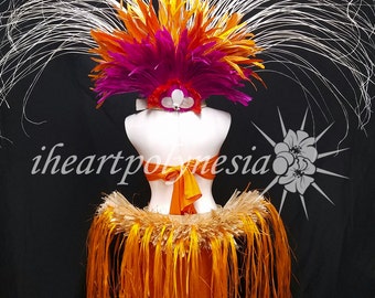 Tahitian costume with reversible head piece