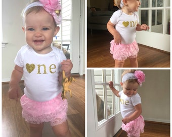 Pink And Gold First Birthday Outfit First Birthday Girl Outfit