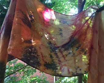 Silk Scarf Ice Dyed by hand