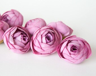 10 Small Ranunculus in Rose Pink - silk artificial flower - ITEM 01284
