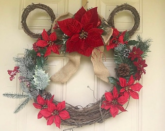 Christmas mickey bow wreath