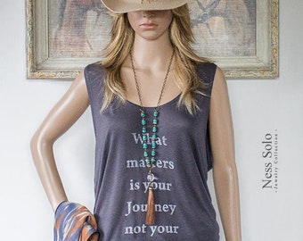 Turquoise necklace Leather tassel necklace Boho necklace Brown tassel necklace Boho jewelry Cowgirl Western jewelry Southwestern necklace
