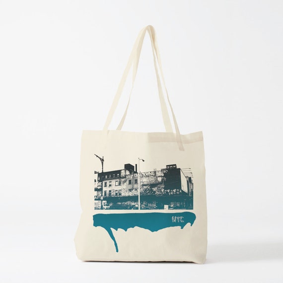Street of NYC tote bag, photo, graphic canvas bag, gift for husband, gift for boyfriend, novelty gift for coworker, urban art, graffiti bag.