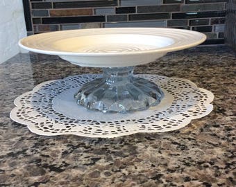 Serving Plate on Pedestal / Repurposed /