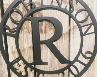 Family last name monogram sign