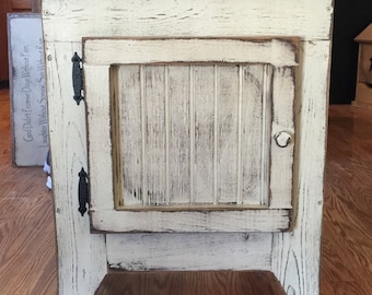 FREE SHIPPING ...Primitive End Table or Night Stand Storage Table