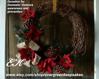 artificial Christmas wreaths, Red Christmas Wreath, winter wreaths, home Christmas decorations, large Christmas wreath, handmade wreaths