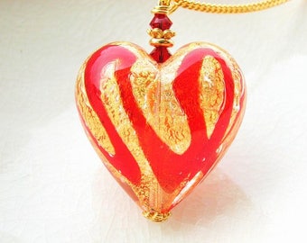Red & Gold Murano Glass Necklace