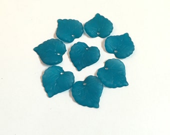 Acrylic Beads 25 pcs, Acrylic Leaves, Frosted, Acrylic Leaf Charms, Turquoise, acrylic flower beads 16x15mm, lucite leaves, lucite beads