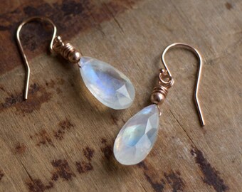 Moonstone Earrings, Gemstone Earrings, Mom Gift for Women, Drop Earrings, Dangle Earrings, Rainbow Moonstone Jewelry, June Birthstone