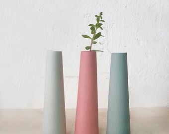 3x ceramic flower vases, bud vase, minimalist pastel vase, single flower vase, table centerpiece, decorative vase, scandinavian modern decor