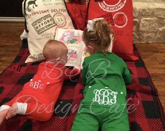 Christmas Pajamas, Christmas PJs, Personalized Christmas Pajamas, Xmas PJs, Long John Pajamas, Drop Seat PJs, One Piece PJs, Long John PJs