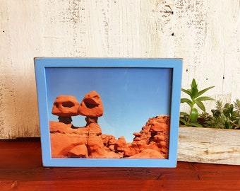 8x10 Picture Frame in Peewee Style with Vintage Blue Finish - IN STOCK - Same Day Shipping - 8x10 Photo Frame Solid Hardwood