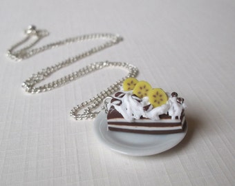 Chocolate Cake Necklace (food necklace polymer clay miniature food miniature cake sweet jewelry food jewellery sweet necklace gift for girl)