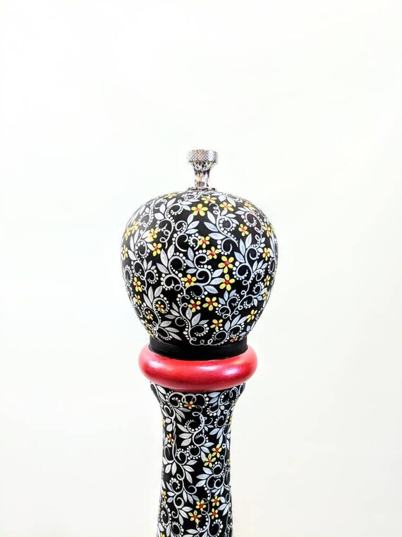 Large pepper mill: very tall pepper mill 24 inches tall hand painted