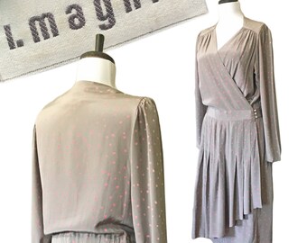 Vintage I.MAGNIN Printed Silk Wrap Dress — M/L