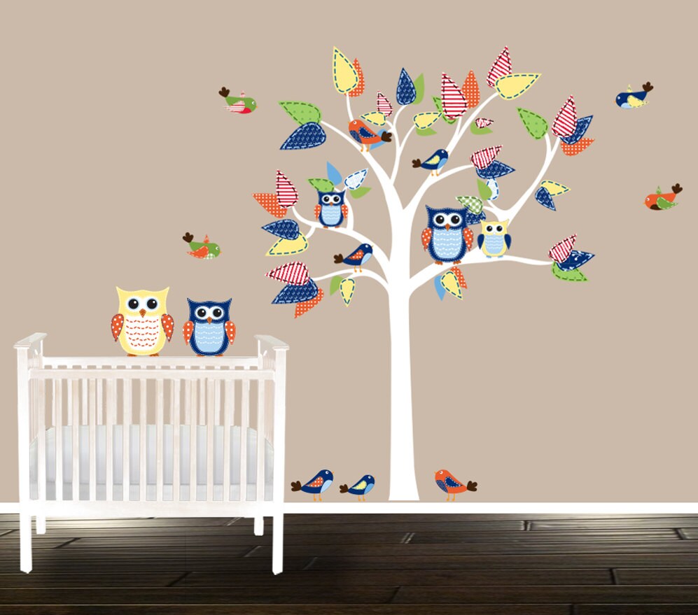 Textured Tree Wall Decal Owl Wall Tree decals Owl Wall