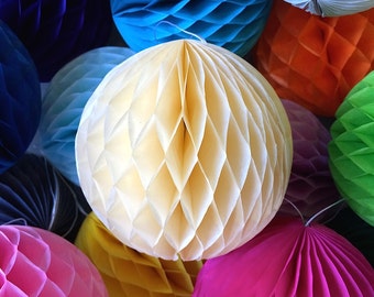 Ivory 2 Inch Honeycomb Tissue Paper Balls - Paper Party Decor Decoration Supplies