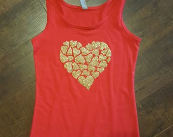 Valentines Day gold heart of hearts tank