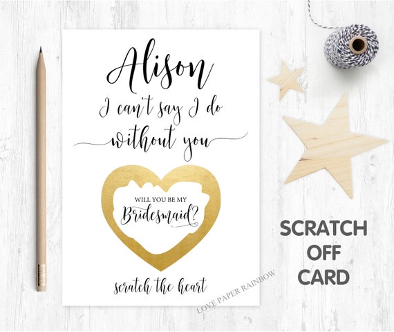 will you be my bridesmaid scratch card, will you be my maid of honour scratch off card, I can't say I do without you, bridesmaid proposal