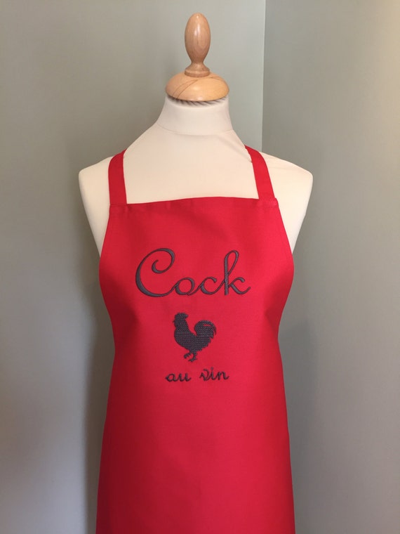 Men's Gift Apron Handmade embroidered Cock au Vin apron