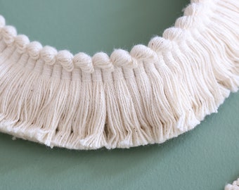 Natural Cream Brush Fringe trim by the yard / 1.25" Cotton Fringe Trim / Pillow Trim / Pillow Fringe / American Made Vintage Trim