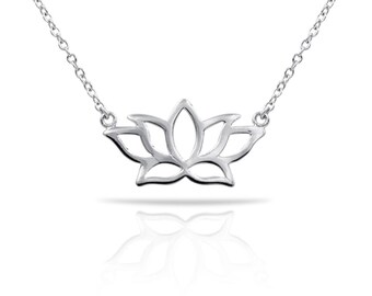 Lotus Necklace, Sterling Silver Lotus Necklace, Gold Lotus Necklace