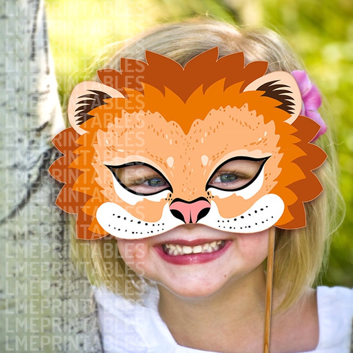 Lion Mask Printable Animal Masks Childrens Party PDF Halloween