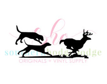 Walker dogs running deer SVG design/ SVG file/ svg design/ dogs chasing racoon/ dogs/ racoon/ coon dog svg/ deer svg/ silhouette