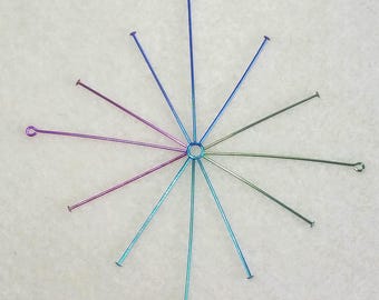 10 Niobium Head Pins and Niobium Eye Pins Niobium Supplies Assorted Colors Rainbow Eyepins Headpins Hypoallergenic Connectors 3.00 Ship