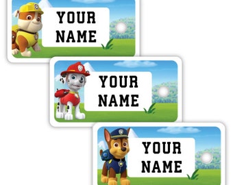 Paw patrol name tags | Etsy