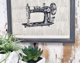 Vintage Sewing Machine Print | Dictionary Print | Dictionary Pages | Sewing Room Decor | Sewing Room Sign | Sewing Machine | Retro Sewing