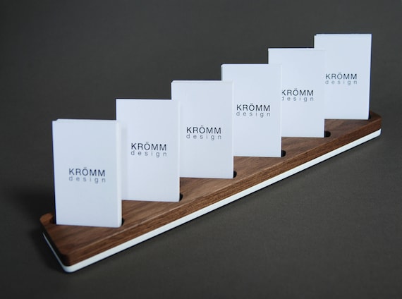 Multiple Vertical Business Card Display Walnut And Acrylic