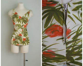 Vintage 1960's Tropical Print Bathing Suit