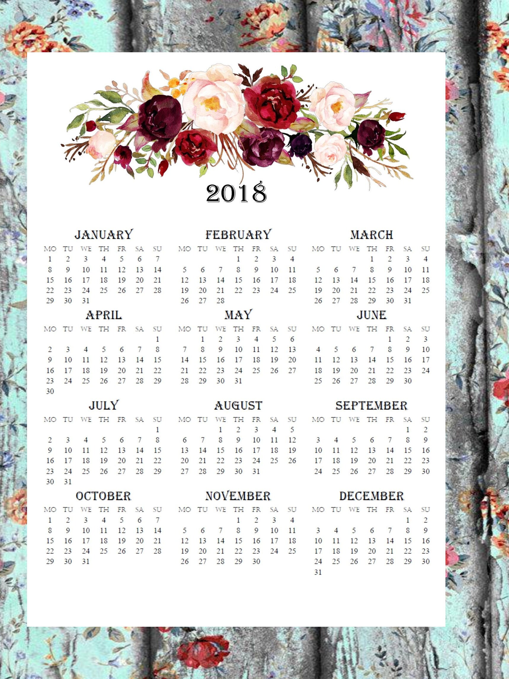 2018 large wall calendar calendar printable calendar wall