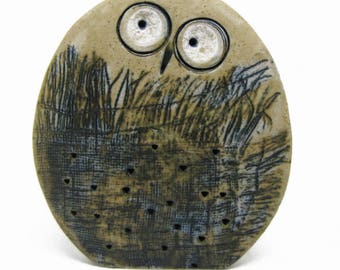 Small Bird Owl of Ceramics Decorated With Drawings, Modern Owl Statue - Ceramic Owl Figurine - Owl Decor, Nature Lover Gift, Modern Owl S9